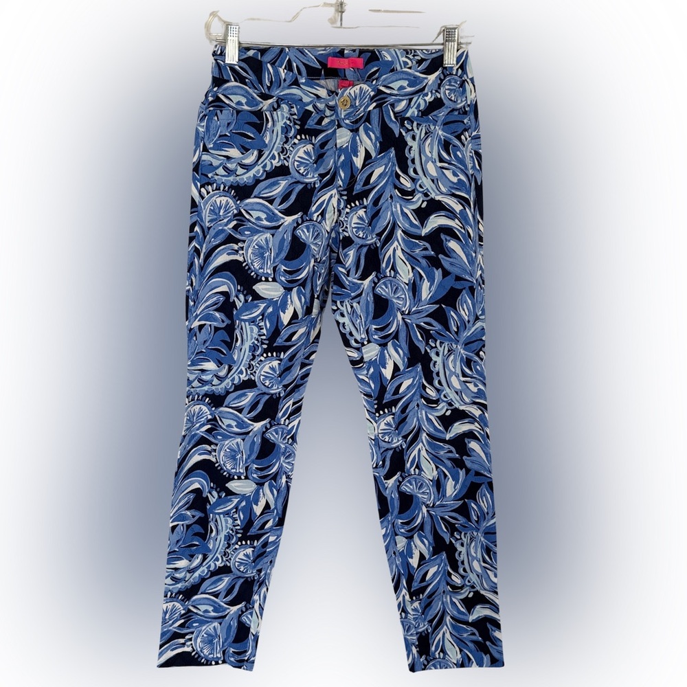 Lilly Pulitzer 29" KELLY SKINNY ANKLE PANT in “High Tide Navy You’re the Zest”